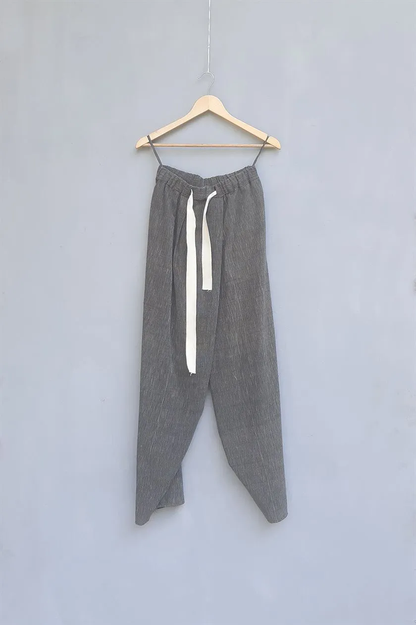 Urvashi Kaur   I   Nismo PANTS CROME PANTS handloom Organic cotton  slate TESSELLATE- 57