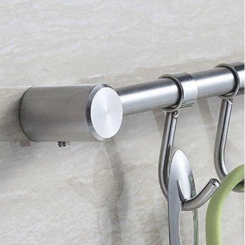 Vidwala Kitchen Wall Hanging Cookware Rack with Adjusted Hooks, Wall Mount Rail, Utensil Storage Organizer Rcks, Neatly Organizes, Stainless Steel
