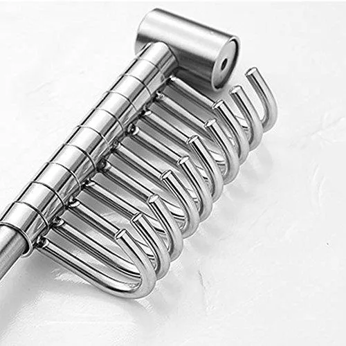 Vidwala Kitchen Wall Hanging Cookware Rack with Adjusted Hooks, Wall Mount Rail, Utensil Storage Organizer Rcks, Neatly Organizes, Stainless Steel