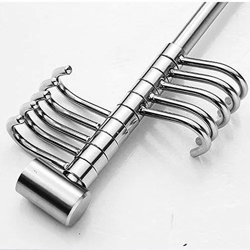 Vidwala Kitchen Wall Hanging Cookware Rack with Adjusted Hooks, Wall Mount Rail, Utensil Storage Organizer Rcks, Neatly Organizes, Stainless Steel