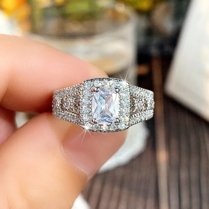 White Zircon Wedding Ring for Women Engagement Jewelry