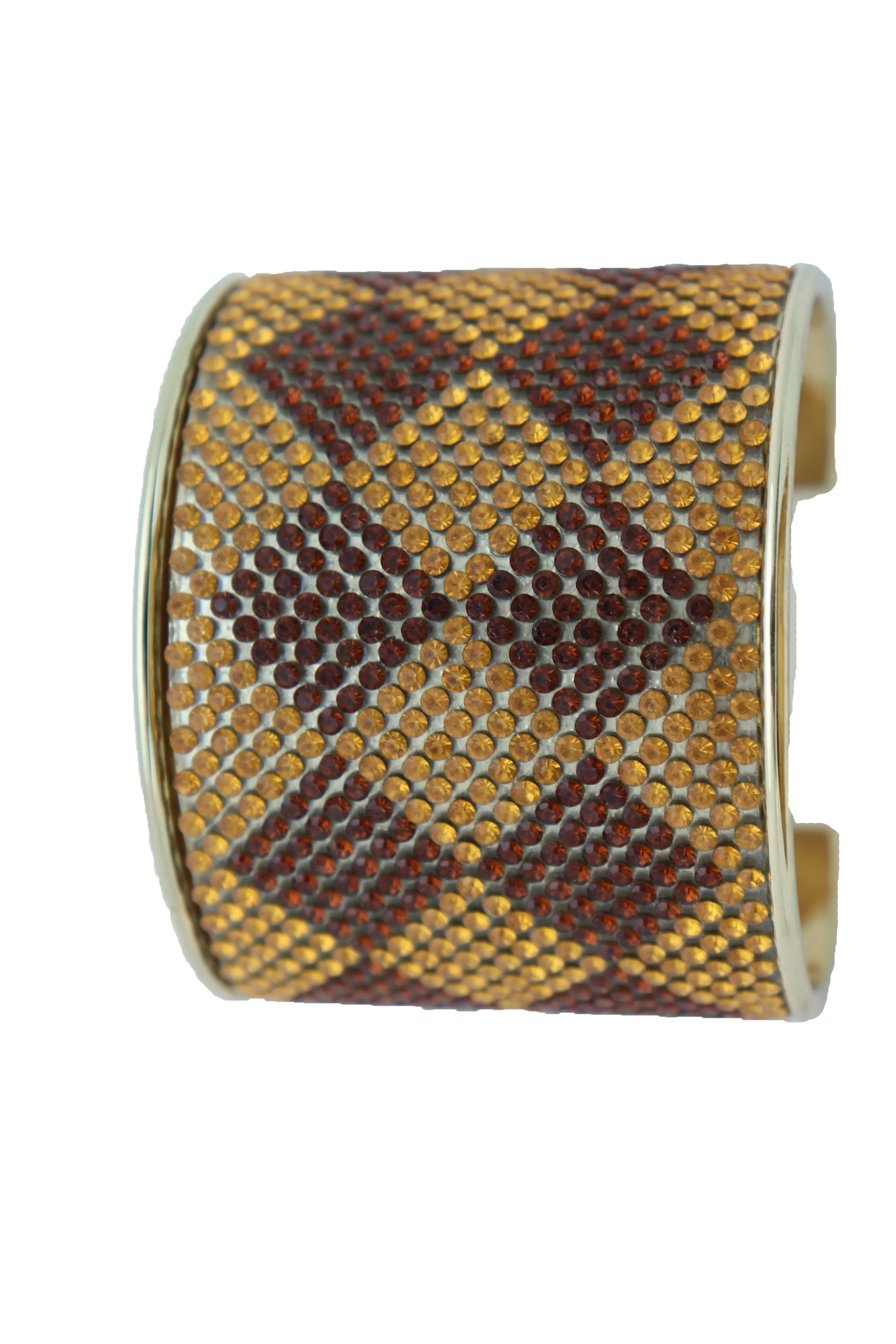 Women Wide Cuff Bracelet Fashion Gold Metal Brown Square Shape Geometric Urban One Size Fits All