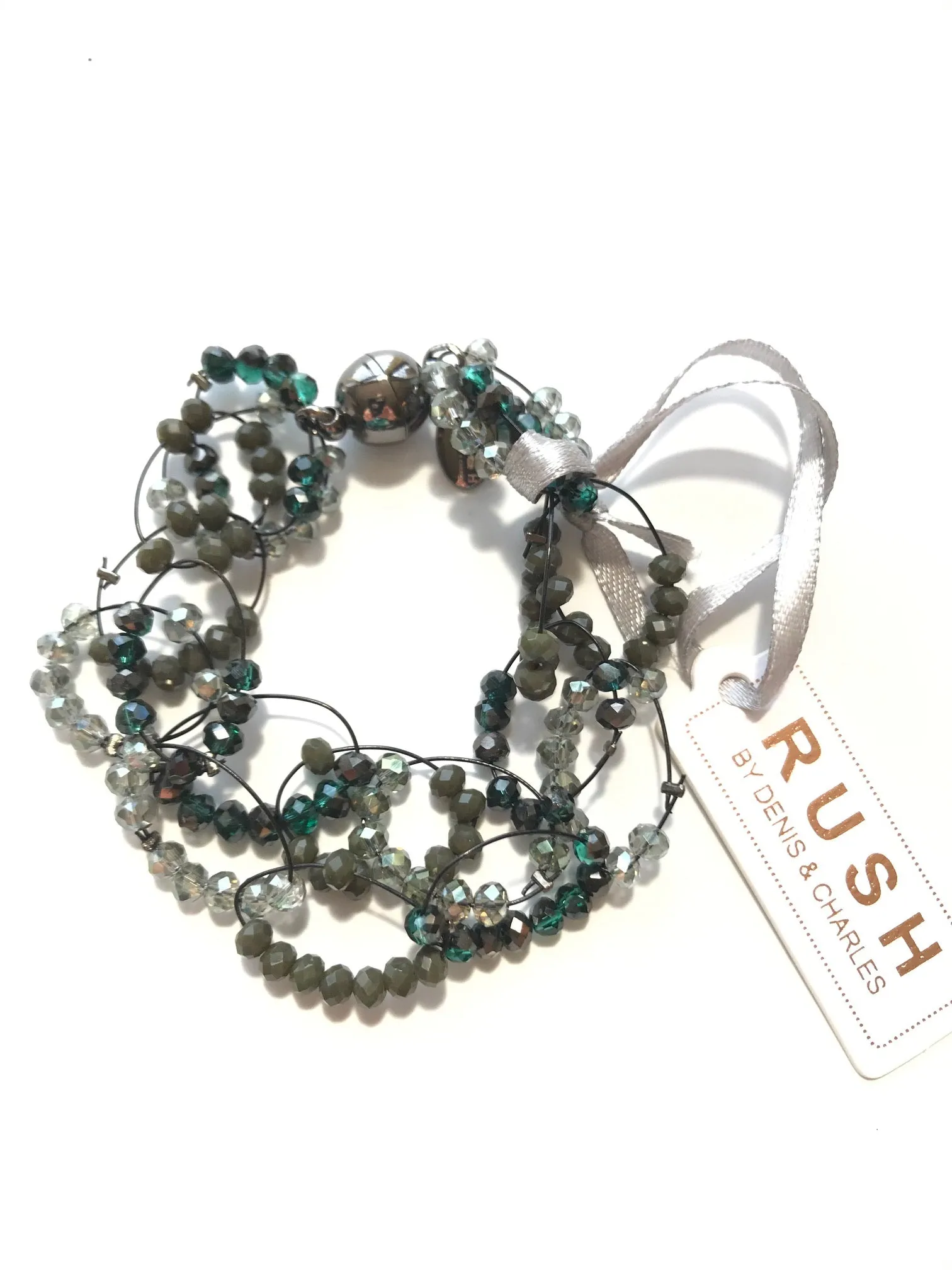Women's RUSH by Denis & Charles | Beaded Bracelet on Wire | Green