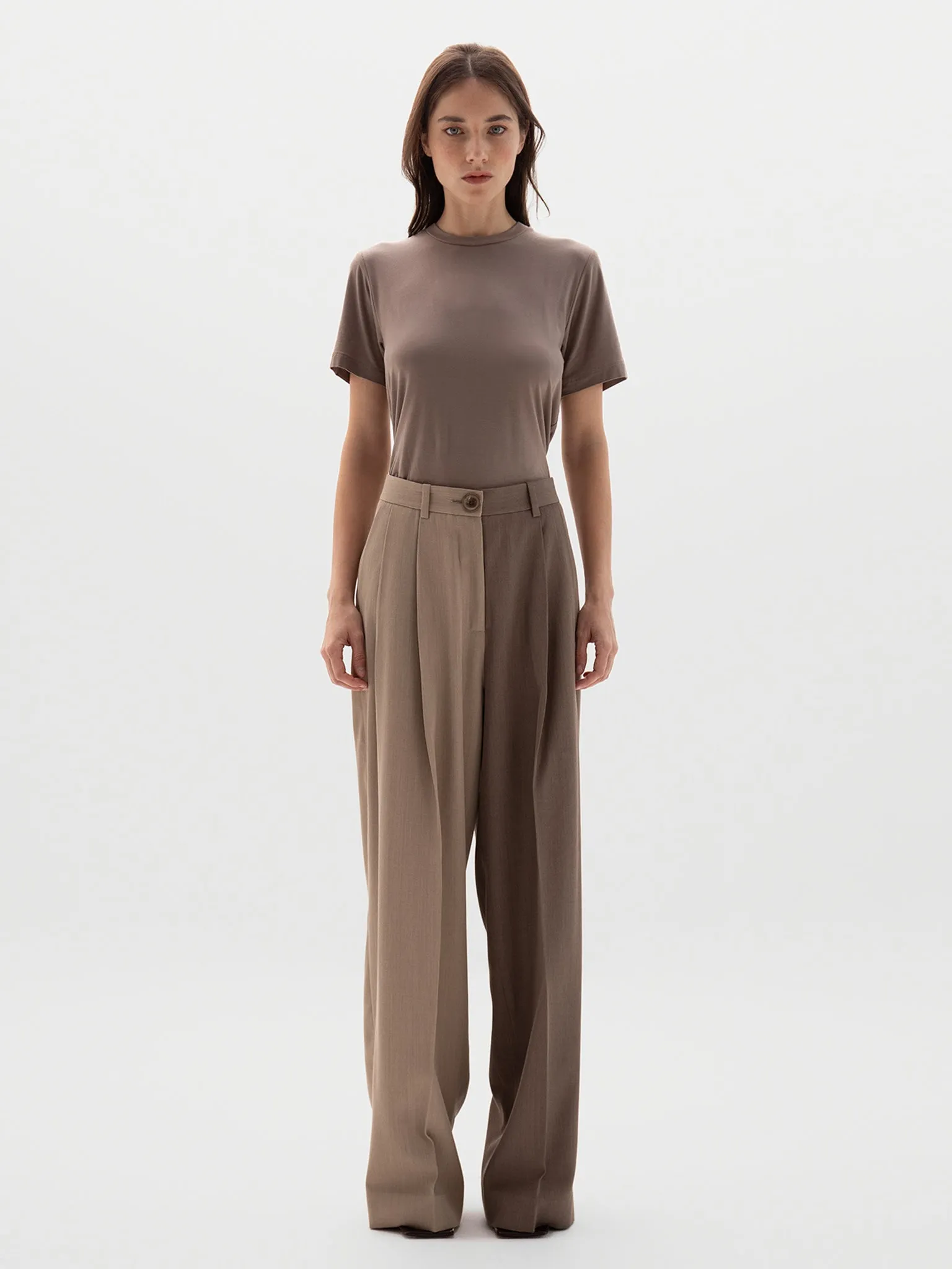 Zelda Trousers Two-Tone Beige & Taupe