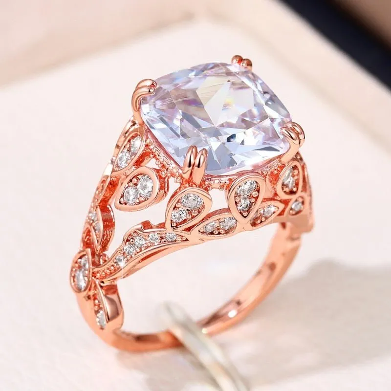 Zircon Rose Gold Ring for Women Wedding Party Jewelry