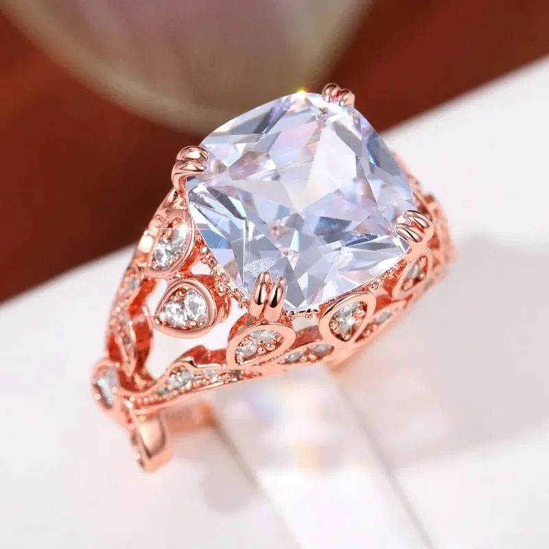 Zircon Rose Gold Ring for Women Wedding Party Jewelry